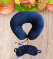 Premium Neck Pillow For Travel - 12 X14 With Eye Mask. 
