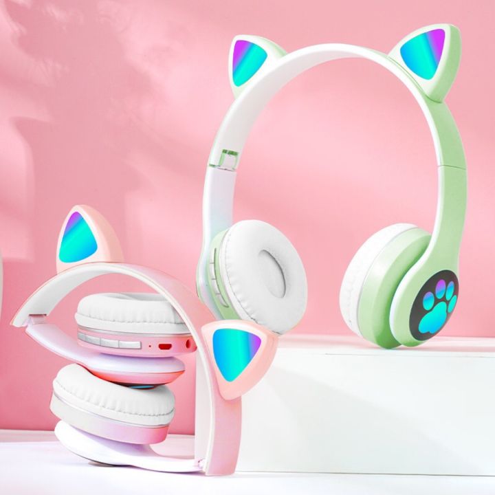Cross-Border VIV-23M Cute Cat Claw Bluetooth Headset Cat Ear Luminous Wireless Head-Mounted Headset Headset Wholesale