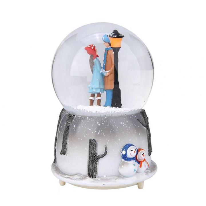 Globe snow LED musical Lovers Shape Lamp Light Music Box Nightlight Office Ornament Home Decor