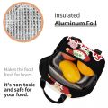 Strawberry Shortcake And Cat Thermal Insulated Lunch Bags Women Resuable Lunch Tote for Outdoor Camping Travel Storage Food Box.