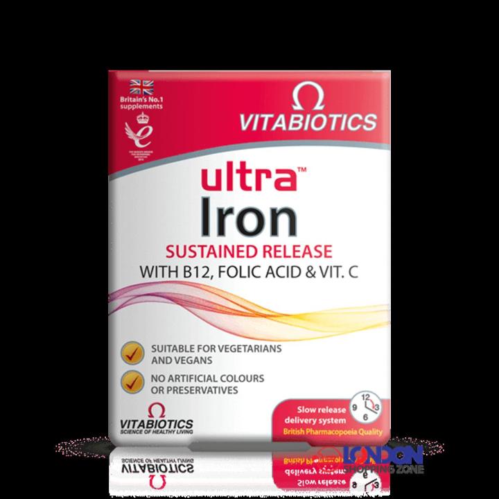 Vitabiotics Ultra Iron B12 Folic Acid 30 Tablets UK