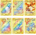 10Pcs Golden Pokemon Card & Rainbow Golden Card. 