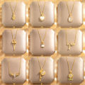Luxury 18k Gold Stainless Steel Zircon Heart Locket Pendant Necklace Women Non Tarnish Cat Planet Necklace. 