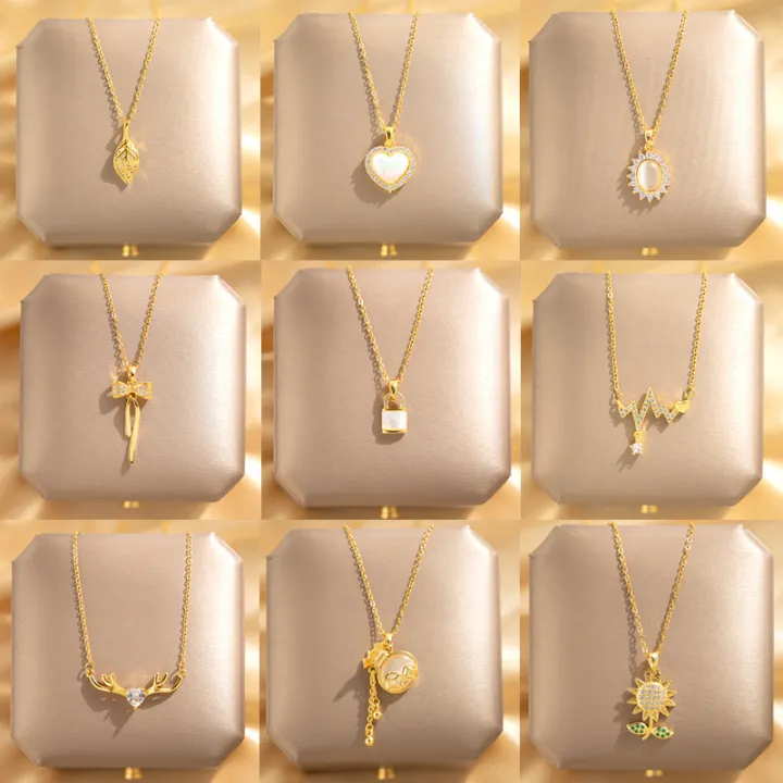 Luxury%2018k%20Gold%20Stainless%20Steel%20Zircon%20Heart%20Locket%20Pendant%20Necklace%20Women%20Non%20Tarnish%20Cat%20Planet%20Necklace%20-%20Image%204
