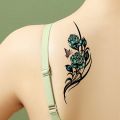 Waterproof Mock Tattoo Sticker Women's Small Fresh Purple Rose Blue Enchantress One-time Cover Tattoo Sticker.