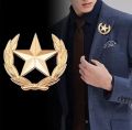 Star Brooch Metal Wheat Lapel Pin for Men's Suit Shirt Collar. 