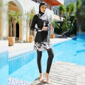 New 3PCS Burkinis Muslim Swimwear Islamic Swimsuits Women Full Cover Modest Swimming Suits Long Sleeve Swimwear Print Beach Wear. 