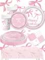 Pink Bow Theme Birthday Party Supplies Birthday Decorations Bow Napink Plate Cup Tablecloth Tableware Birthday Girls Decors. 