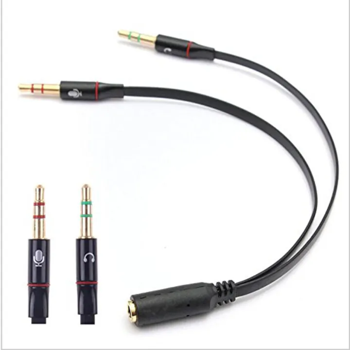 Male TRS to Female TRRS Headphone Earphone Mic