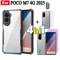 4 in 1 Xiaomi Poco M7 4G Shockproof Phone Case For Poco M7 Pro 5G Poco M7 Plus Poco F7 Full Coverage Tempered Glass Screen Protector and Lens Film and Back Film.