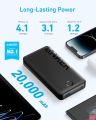 ANKER Portable Charger, 20,000mAh Power Bank, Battery Pack with 1 USB-A and 1 USB-C Ports, 15W Max Charging for iPhone.