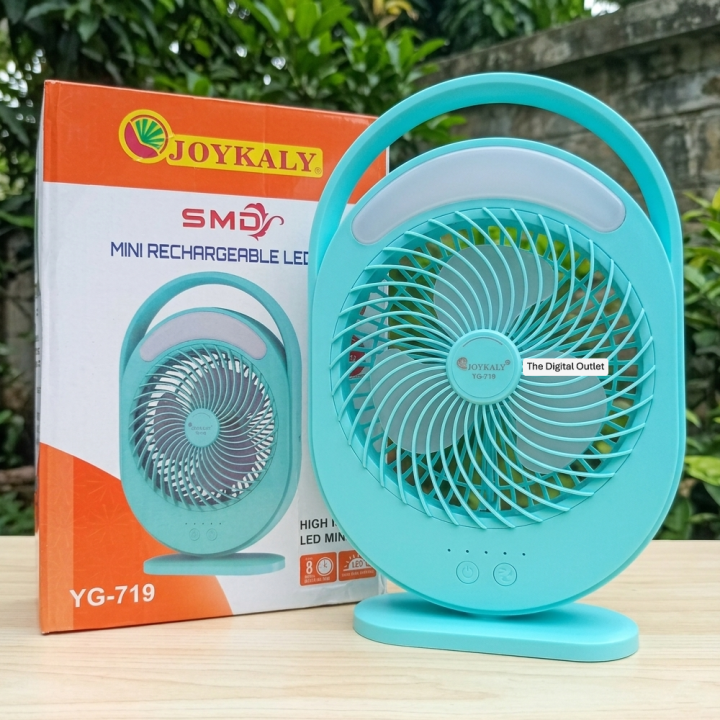 JOYKALY YG-719 Rechargeable 2400mAh Lithium Battery Strong Wind Desk Fan With LED Lamp