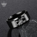 Jewelry one piece hair men's simple black polished face ring stainless steel marked scorpion ring. 