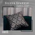 Silver Sparkle Cushion Cover, Silver & Black, (14"x14") Only Cover.