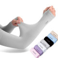 Ice Silk Fingerless Sun Protective Gloves for Women UV Protection Free Size Outdoor Sleeve. 