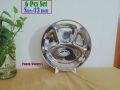 4 SECTION 6 Pcs 13 Inch Large Size PLATE Stainless Steel Divided Plate . heavy Quality Stainless Steel Plate Set..