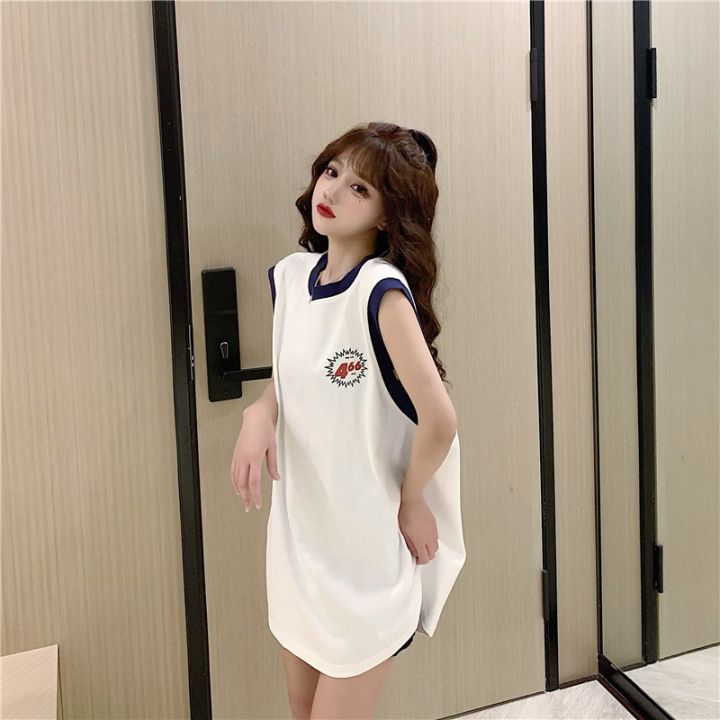 Vest%20Women's%20Summer%20Outer%20Wear%20Sleeveless%20T%20T-shirt%20ins%20Trendy%20Loose%20Korean%20Harajuku%20Style%20Waistcoat%20Unique%20Design%20Mid-Length%20-%20Image%204
