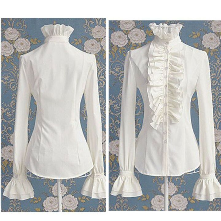 Fashion%20Autumn%20Tops%20Victorian%20Womens%20Tops%20Ruffles%20Long%20Sleeve%20Frill%20Solid%20Color%20OL%20Office%20Shirt%20Frilly%20Cuffs%20High%20Neck%20Blouse%20-%20Image%206
