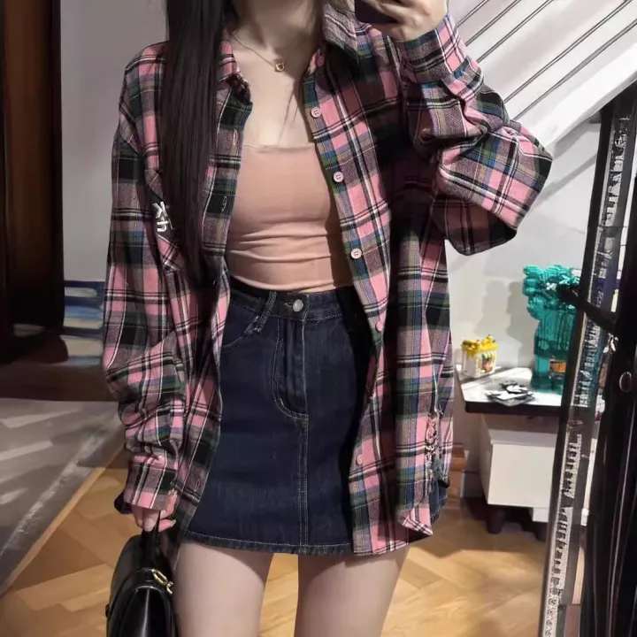 American%20Retro%20Autumn%20Long%20Sleeve%20Plaid%20Shirt%20Women%20Spring%20and%20Autumn%20Fashion%20Brand%20Sweet%20Cool%20College%20Style%20polo%20Collar%20Shirt%20Coat%20-%20Image%203