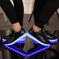 Colorful Light Shoes Luminous Shoes Fluorescent-Colored Shoes Couple Models LED Light Shoes Korean Men's and Women's Board Shoes USB Charging. 