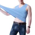 Men's Summer Seamless Elasticity TaTop Comfortable Vest Undershirt Sleeveless V Neck Soft Solid Vest New Fashion Casual Tops.