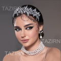 TAZIRN New 5A Cubic Zirconia Wedding Hairband for Bridal CZ Leaf Headband Birthday Party Sweet 16 Headpieces Jewelry Accessories.