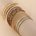 【Beiver Jewelry Store  】Fashion Western Jewelry Metal Bangles Pcs Leopard Pearl Gold Bracelet Bangles For Womens And Girls. 