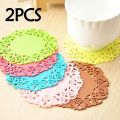 2Pcs Silicone Placemat High Temperature Resistant Thickening Anti-Scalding Insulation Pad (Multicolor).