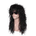 HAIRJOY Funny Halloween Cosplay Wig Men Women 70s 80s Long Curly Black Rocker Costume Wig. 