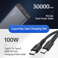 USAMS 30000mAh Power Bank 65W PD Fast Charging Powerbank Portable External Battery Phone Charger For iPhone iPad Samsung Xiaomi Huawe. 