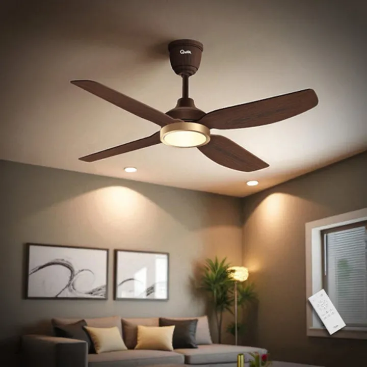 Qulik Windora 56" Decorative Energy Saving BLDC Remote Control Underlight Ceiling Fan (Dark Wood) | Q-6575-DW-UL | Free Delivery
