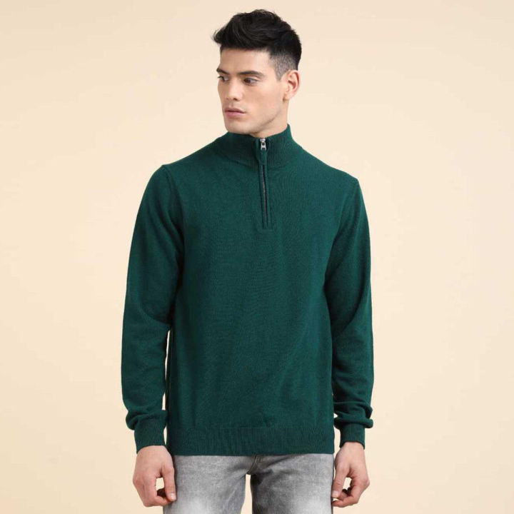 Green Wool Sweater For Men