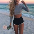 Yoga Shorts women Hot Women Blend 2021 Summer Short Pants Contrast Binding Side Split Elastic Waist Patchwork Casual Beach Party. 