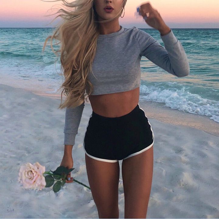 Yoga%20Shorts%20women%20Hot%20Women%20Blend%202021%20Summer%20Short%20Pants%20Contrast%20Binding%20Side%20Split%20Elastic%20Waist%20Patchwork%20Casual%20Beach%20Party%20-%20Image%205