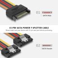 SATA Power Extension Cable, 6 Pack 15 Pin SATA Male to Female Extender Cable Cord Adapter for Hard Drive Disk, HDD, SSD, PCIE. 