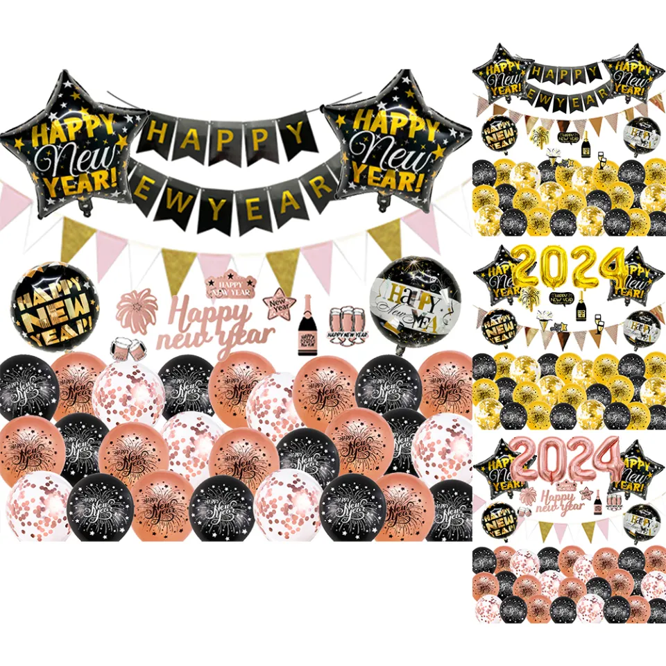 Happy New Year 2024 Banner - Large Cheers To 2024 Backdrop For New Years Eve Party Decor