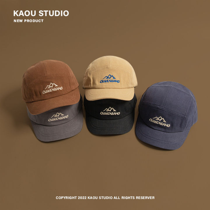 %5B%20New%20%5D5cm%20Short%20Brim%20Baseball%20Cap%20Brown%20Hat%20Men's%20Big%20Head%20Circumference%20Soft%20Top%20Vintage%20Embroidered%20Short%20Brim%20Peaked%20Cap%20-%20Image%202