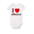 Pure Cotton I Love Mom Newborn Rompers I Love Dad Baby Romper Twins Matching Bodysuit Summer for 0-24 Months Baby Clothes. 
