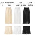 Womens Girls Ice Silk Half Slips Underskirt Basic Soft Lace Trim Petticoat Underdress Intimates Safety Long Skirt Underwear.