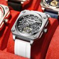 2024 New BINBOND H1133 Tourbillon Mechanical Watch Men Automatic Steel Strap Skeleton Mens Watches Top Brand Luxury BOX. 