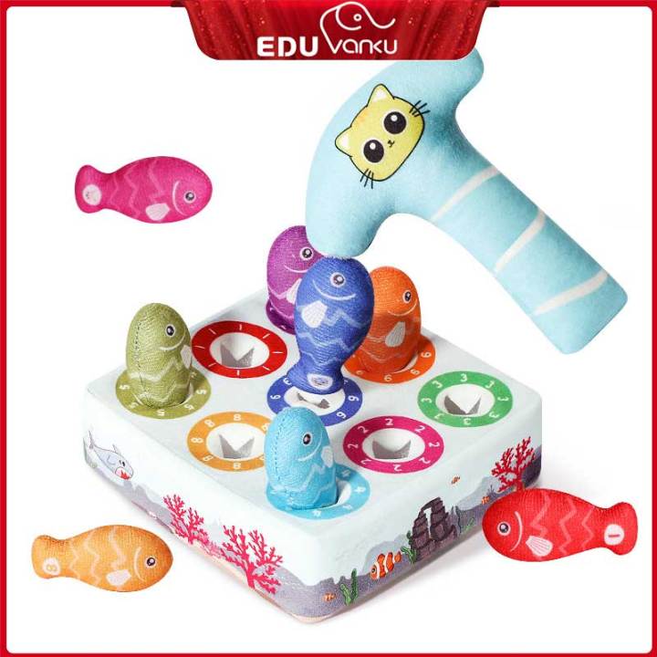 Baby Fishing Toys Montessori Educational for 1 Years Old,Soft Plush Fishing Game Toys for Baby Boys Girls Shape Sorting Matching Toys for Toddlers 6 12 Months+