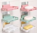 Creative Wall-mounted Soap Holder Box Drain Soap Dish Plastic Home Daily Self Adhesive Punch-free Bathroom Shelf Soap Box Bathroom Supplies.