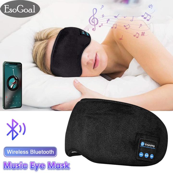 EsoGoal Wireless Sleep Mask Bluetooth Music Eye Mask Sleep Headphones Wireless Headphones Cotton Sleeping Eye Cover Travel Bluetooth Sleep Mask Sleeping Headset with Built-in Speakers for Air Travel Siesta Sleeping