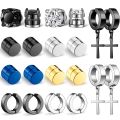 10 Pairs Magnetic Stud Earrings Stainless Steel Non Piercing Cross Dangle Hoop Earrings Unisex Clip on CZ Magnet Earring Set. 