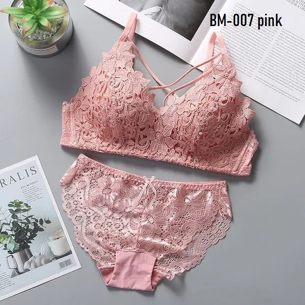 New%20sexy%20lace%20beautiful%20back%20without%20steel%20ring%20underwear%20for%20women%20with%20small%20chest%20gathered%20French%20triangle%20cup%20thin%20and%20comfortable%20bra%20panty%20-%20Image%205