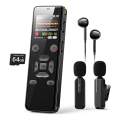 72GB Digital Voice Activated Recorder with Playback, Audio Recorder Device with Wireless Microphone,Noise Reduction.