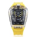 1pc Men White Transparent Acrylic Fashion Racing Engine Versatile Quartz Watch.