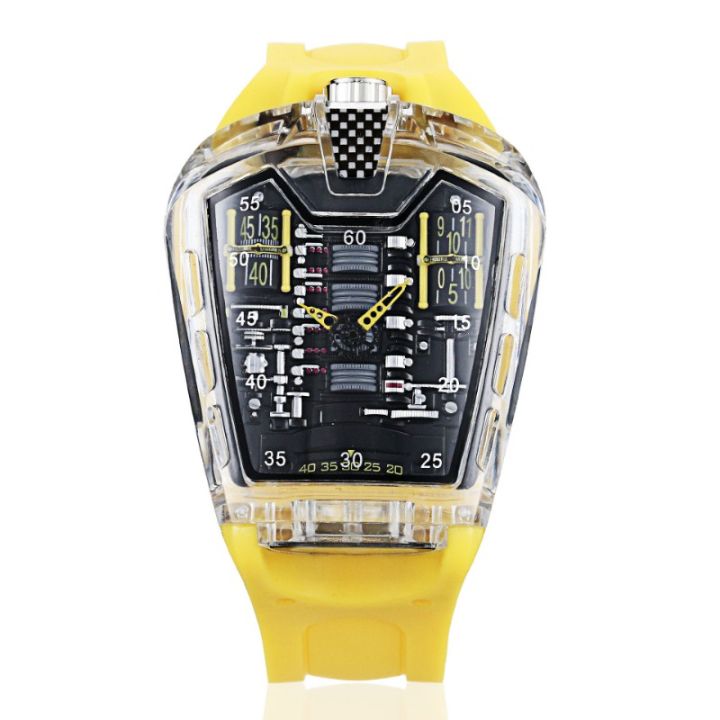 1pc%20Men%20White%20Transparent%20Acrylic%20Fashion%20Racing%20Engine%20Versatile%20Quartz%20Watch%20-%20Image%206