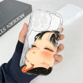 Hontinga for Realme C21Y C25Y Back Back Cover Cute Lovely Girl Cream Texture Wavy Edge Soft Phone Case.