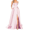 Light Blue Split Prom Long Dresses 2023 Elegant Women's Party Night Formal Maxi Evening Dress Spaghetti Straps Vestidos Robe. 